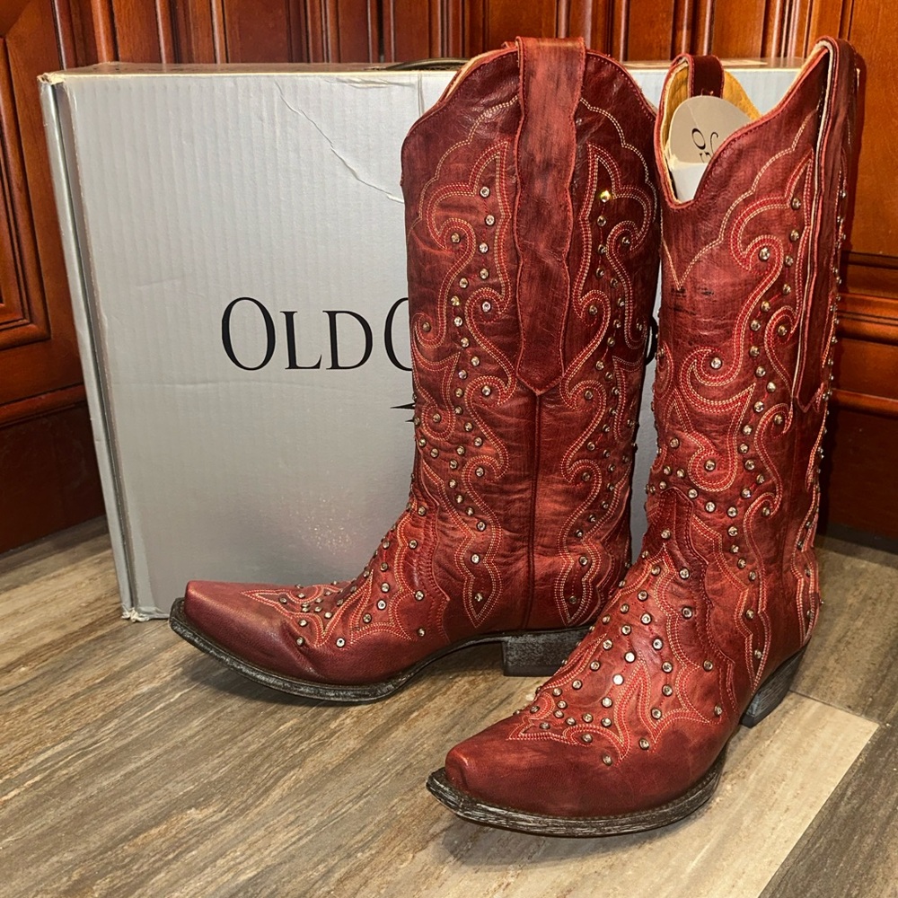 Old Gringo Celeste Red Swarovski Crystal Cowboy Boots L888-11 Size 7.5 Cowgirl - Picture 4 of 9